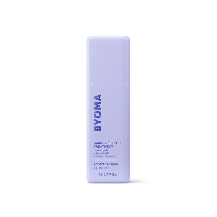 Une bouteille de traitement réparateur BYOMA Barrier+, vue de face sur fond blanc.