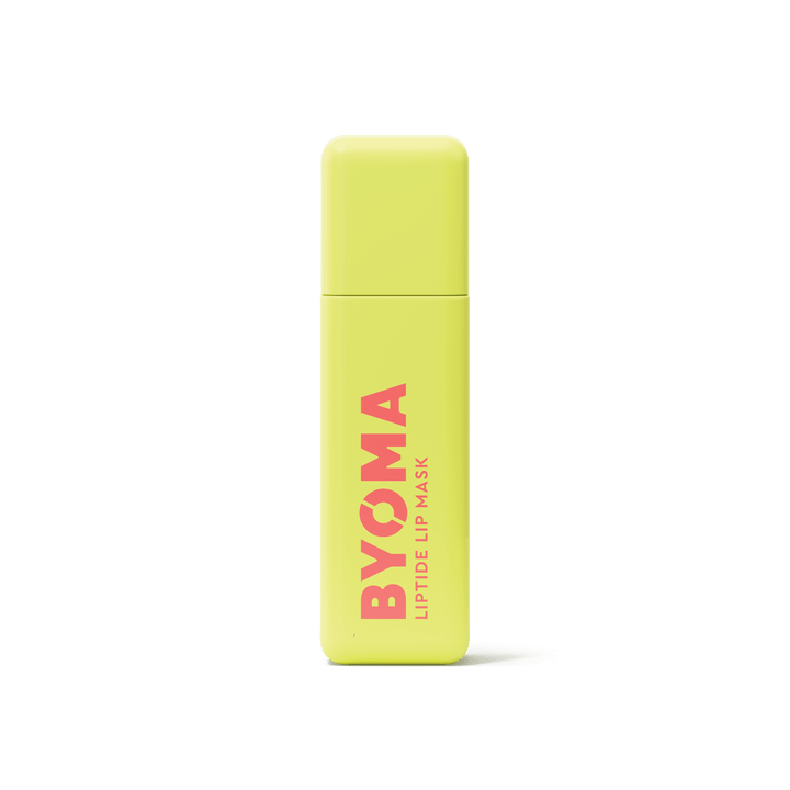 Masque pour les lèvres BYOMA Liptide dans un flacon jaune élégant.