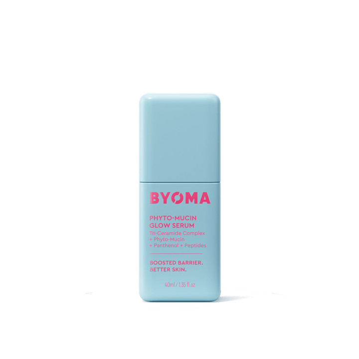 Sérum BYOMA Phyto-Mucin Glow dans un flacon bleu clair.
