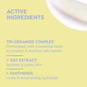 Étiquette BYOMA Milky Moisture Cleanser répertoriant les ingrédients actifs, sur fond jaune.