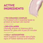 Étiquette du masque facial BYOMA Bio-Collagen Radiance répertoriant les ingrédients actifs, sur fond jaune.